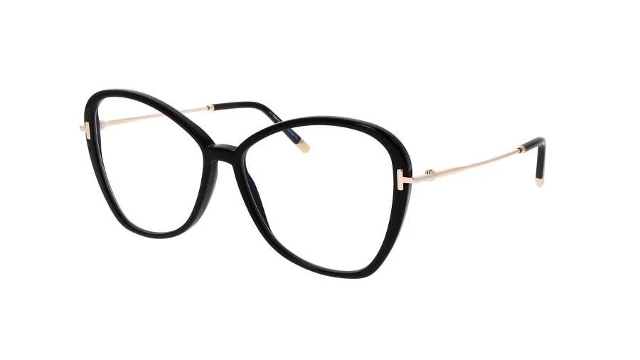 TOM FORD Butterfly Eyeglasses FT5769-B-001-56 Shiny Black Frame Clear Lenses 2