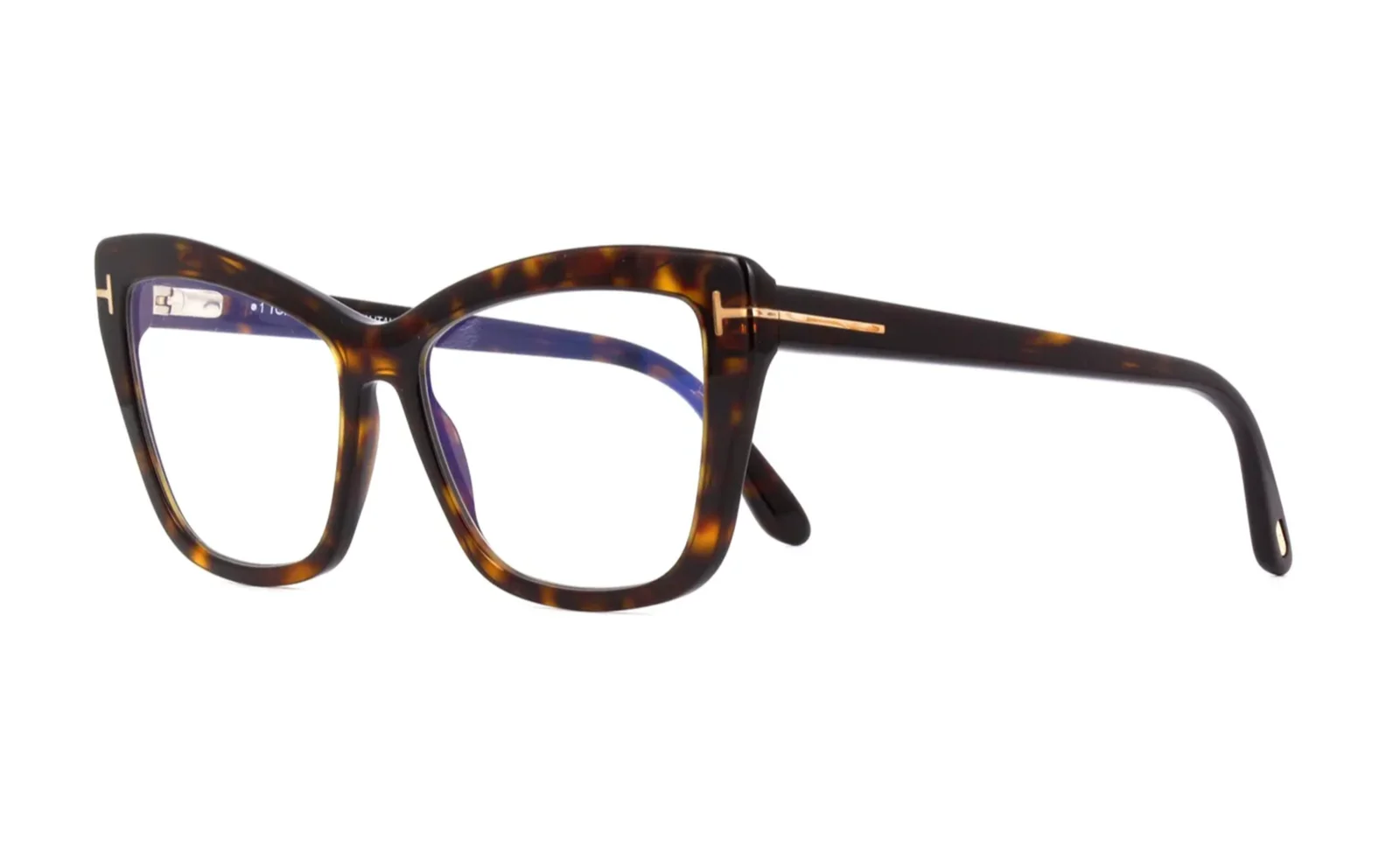TOM FORD Butterfly Eyeglasses FT5826-B-052-55 Dark Havana Frame Blue Block Lens