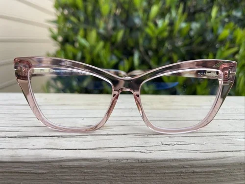 TOM FORD Butterfly Eyeglasses FT5826-B-072-55 Shiny Pink Frame Blue Block Lens