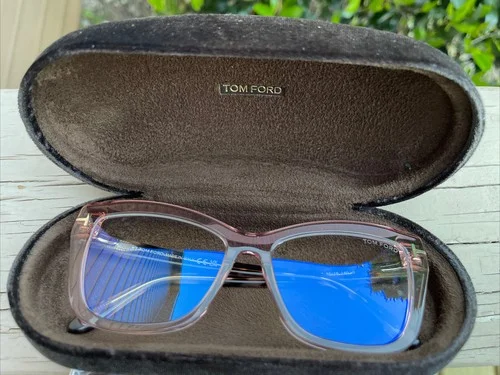 TOM FORD Butterfly Eyeglasses FT5826-B-072-55 Shiny Pink Frame Blue Block Lens 4
