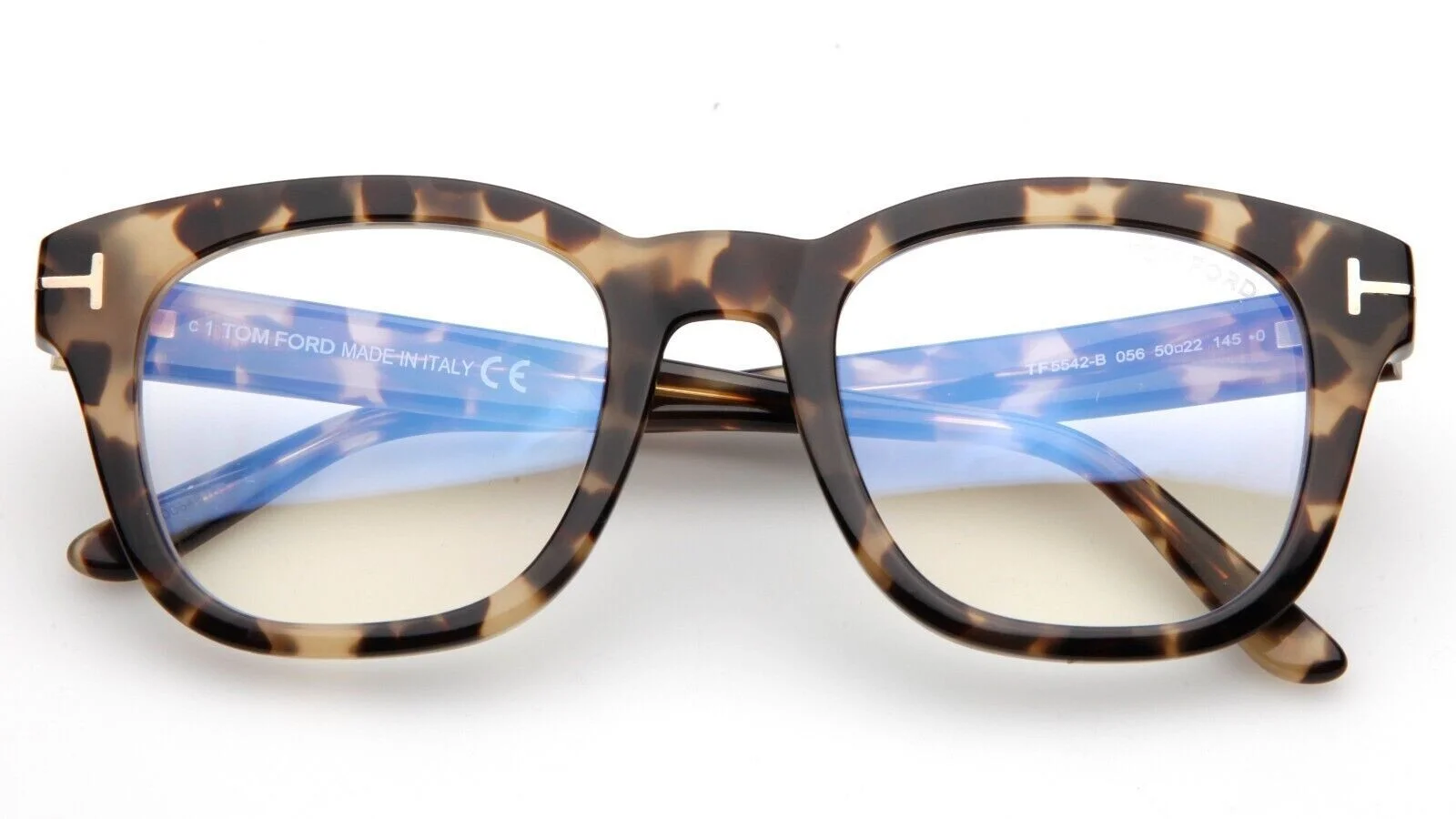 Tom Ford Eyeglasses TF 5542 B 056 Vintage Havana Frame Blue Block Lens New 50mm 4