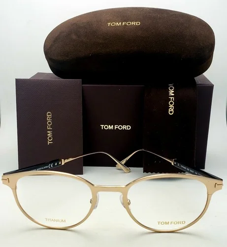 Tom Ford FT 5482 028 Gold / Havana Titanium Oval Eyeglasses 50x21x145 2