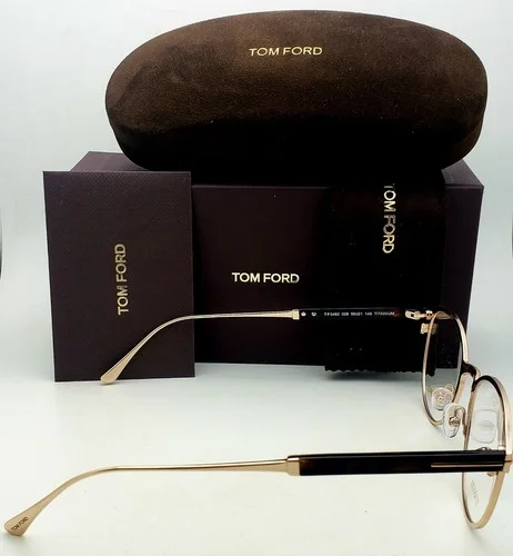 Tom Ford FT 5482 028 Gold / Havana Titanium Oval Eyeglasses 50x21x145 3