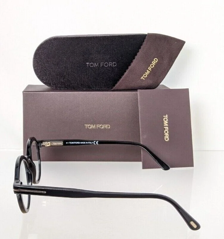 Tom Ford FT 5664-B 001 5664 Black Eyeglasses Round Blue Block Lens 45-22 New 4