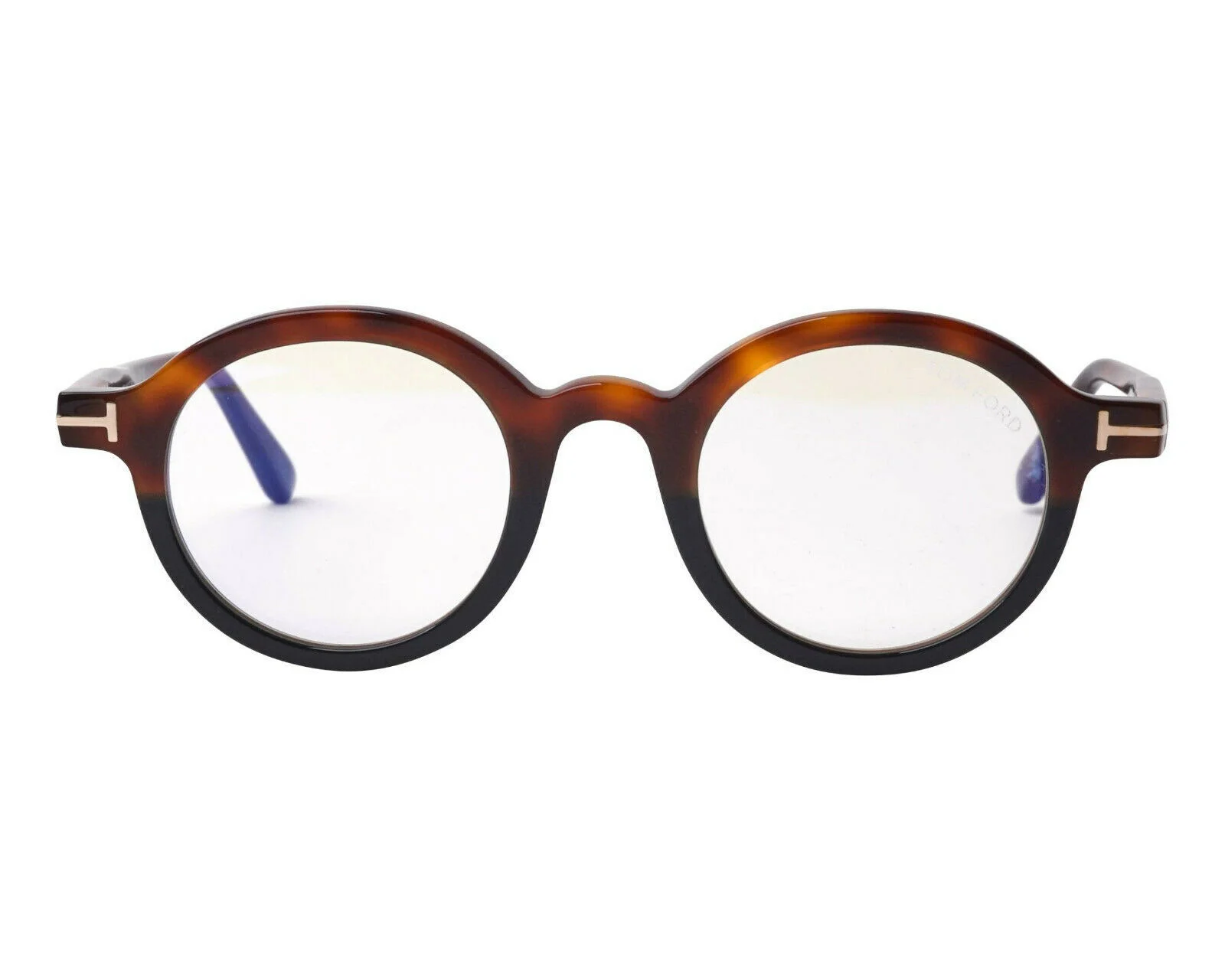Tom Ford FT 5664 B 056 Tortoise Black Eyeglasses Round Blue Block Lens 45mm New 2