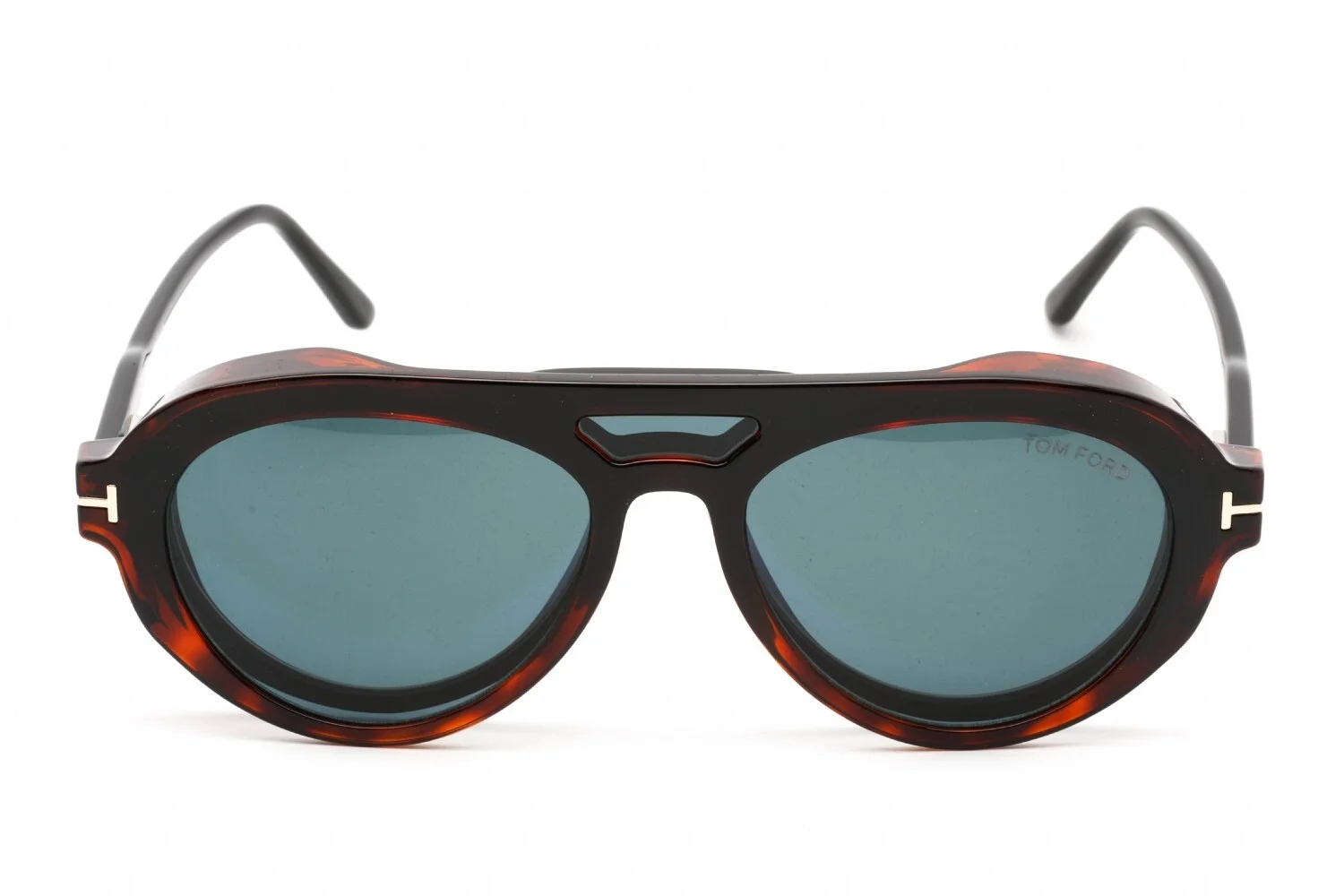 Tom Ford FT 5760 B 001 Shiny Black Blue Light Blocking Eyeglasses With Clip-On 2