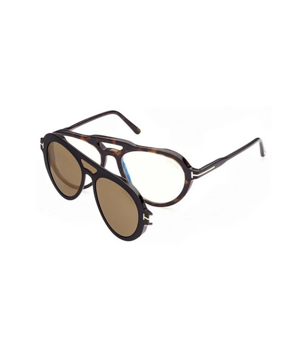 Tom Ford FT 5760 B 052 Dark Havana Blue Light Blocking Eyeglasses With Clip-On 2