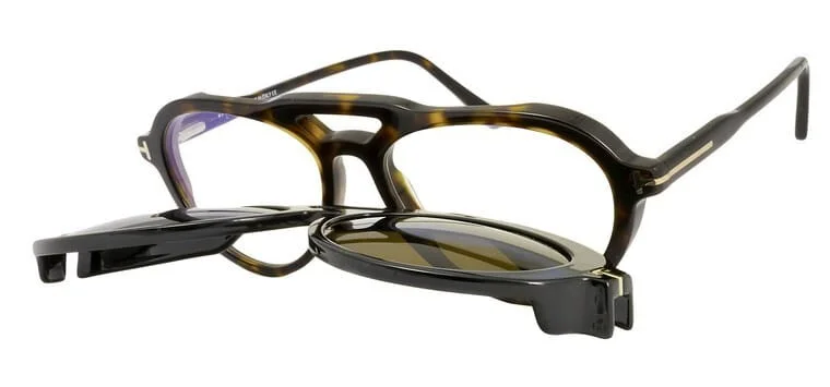 Tom Ford FT 5760 B 052 Dark Havana Blue Light Blocking Eyeglasses With Clip-On 3