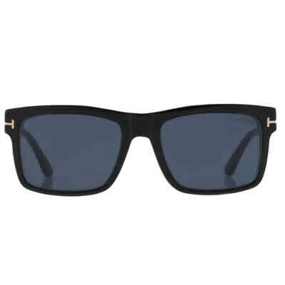 Tom Ford FT5682B 001 Shiny Black Blue Block/Blue Square Eyeglasses With Clip-On
