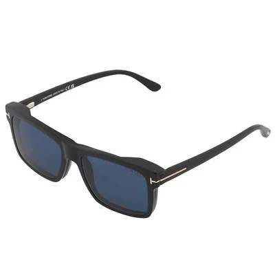 Tom Ford FT5682B 001 Shiny Black Blue Block/Blue Square Eyeglasses With Clip-On 3