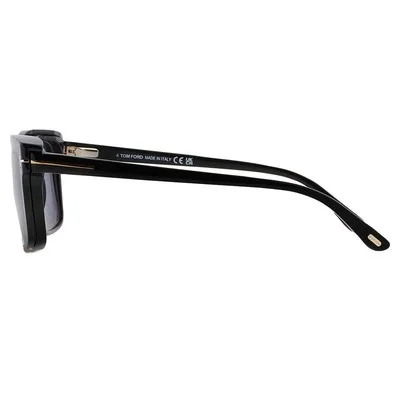 Tom Ford FT5682B 001 Shiny Black Blue Block/Blue Square Eyeglasses With Clip-On 4