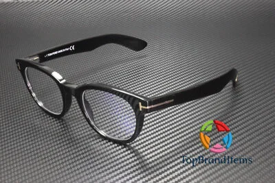 TOM FORD FT5807-B 001 Round Shiny Black Demo Lens 50 mm Men