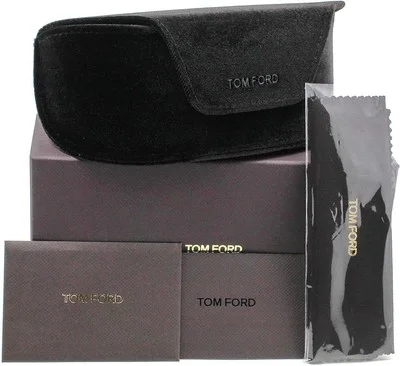 Tom Ford FT5824-B 001 Shiny Black/Blue Block Cat-Eye Eyeglasses With Clip-Ons 2