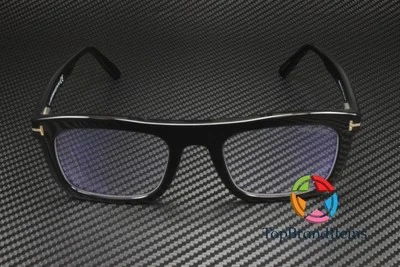 TOM FORD T-Logo FT5757 B 001 Shiny Black Blue Block Lens 52 mm Men 2