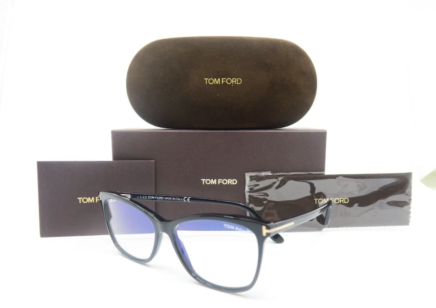 Tom Ford TF 5690-B 001 55mm Black & Brown Tortoise Sun Clip On, New Eyeglasses.