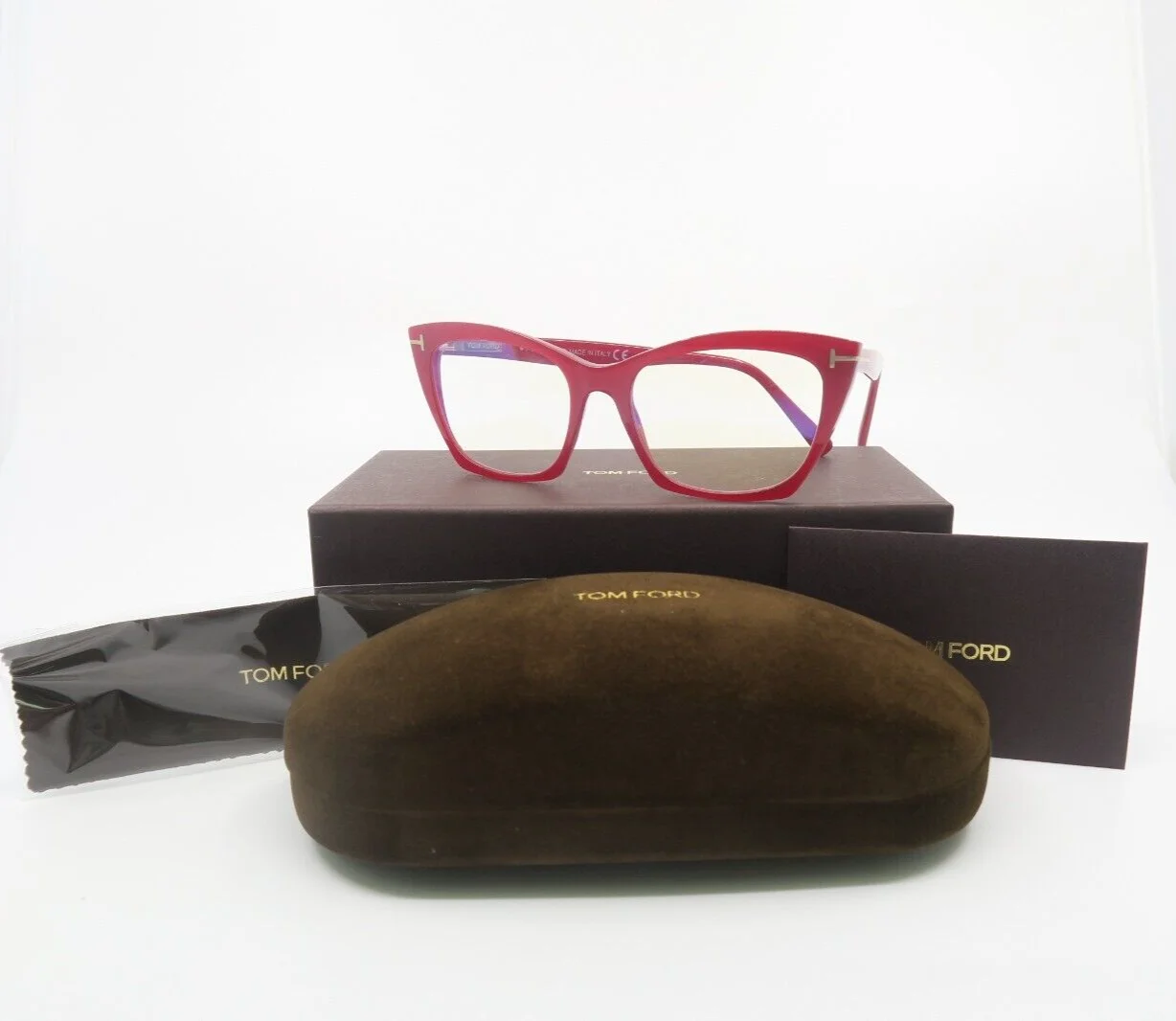 Tom Ford TF 5709-B 072 54mm Red-Blue Light Block, New Women
