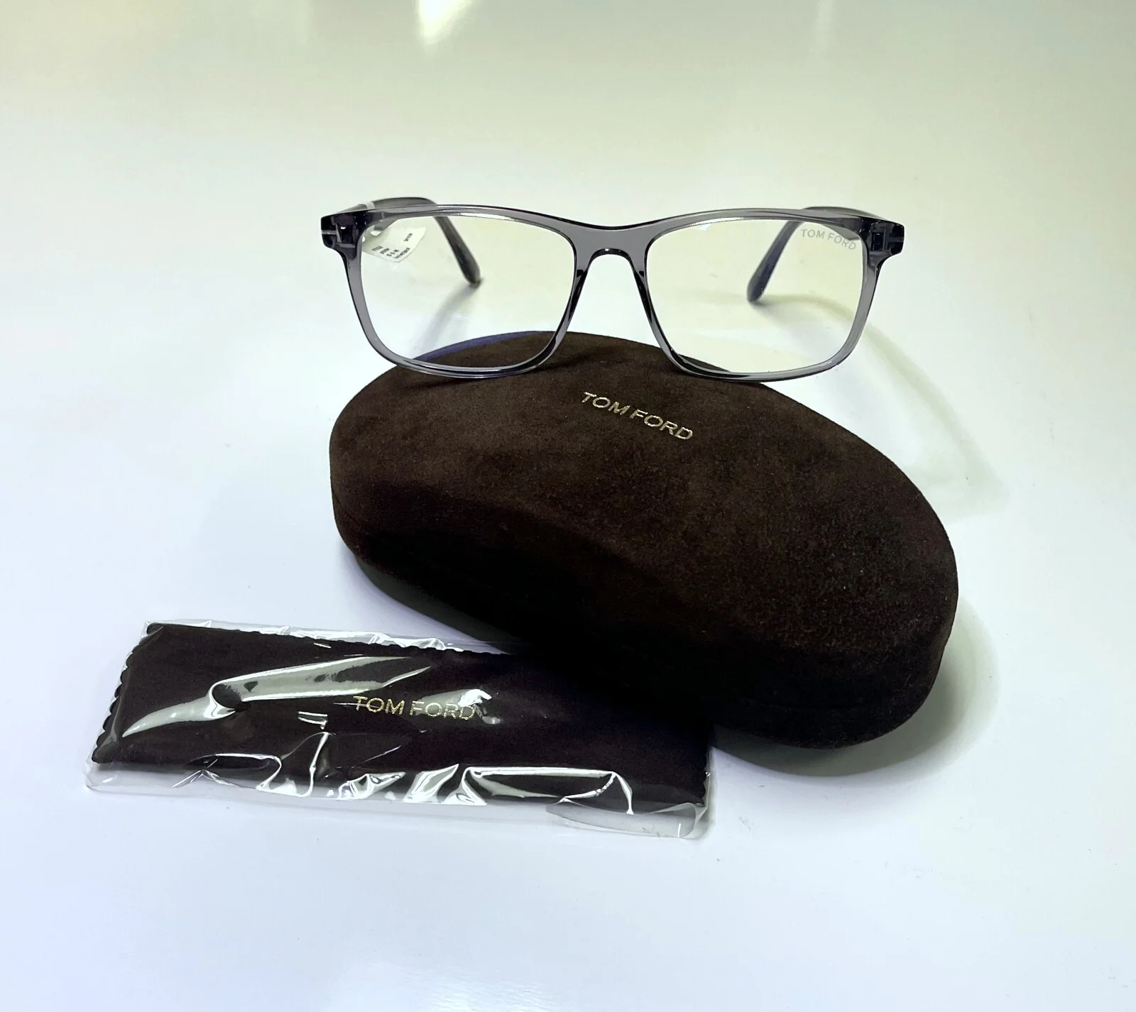 Tom Ford TF 5752-B Asian Fit Shiny Transparent 020 Eyeglass / RX Frame Glasses