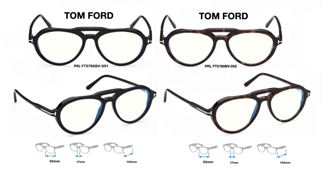 Tom Ford TF 5760-B Eyeglass Frames Aviator with Clip On Sunglasses FT 5760-B