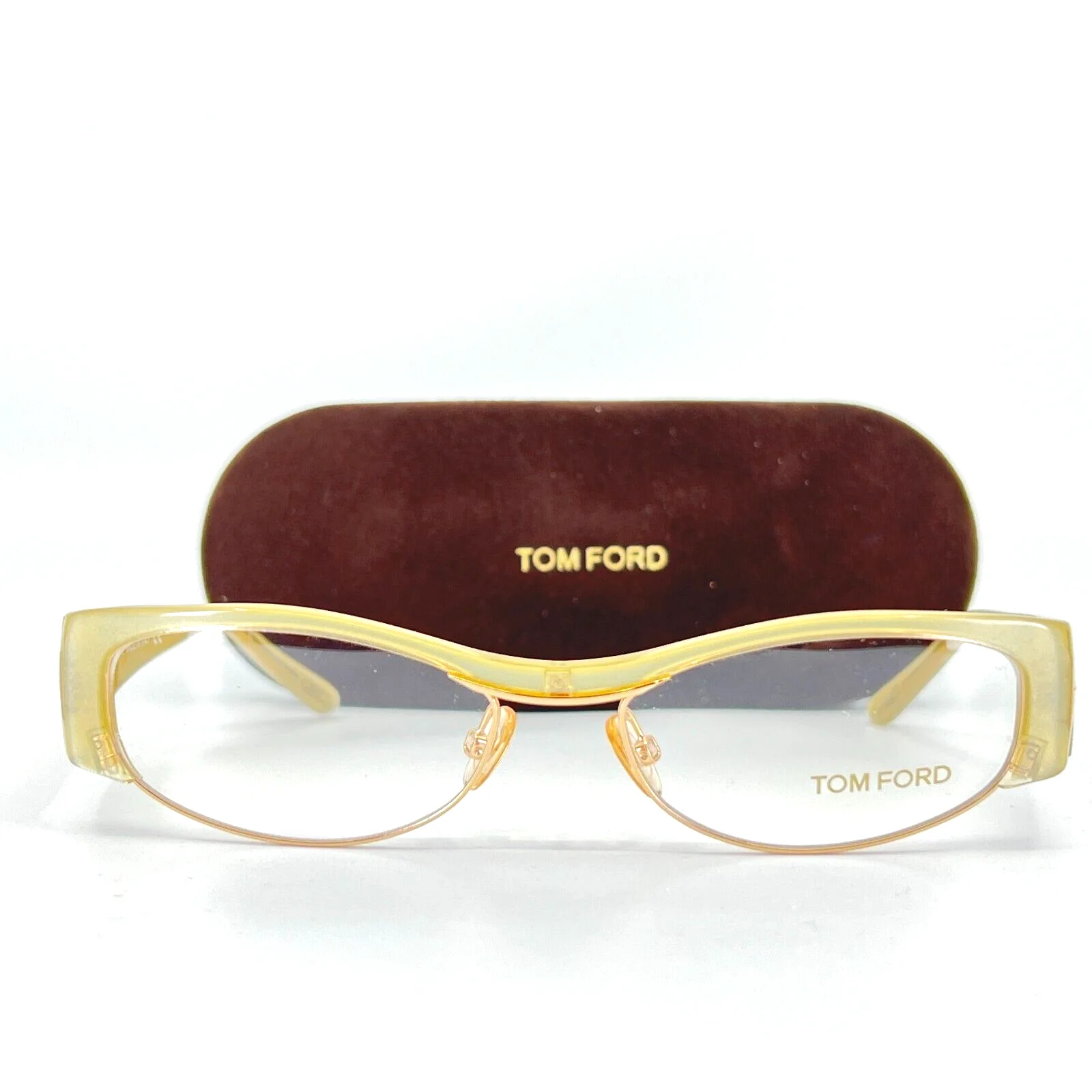 Tom Ford TF5076 467 Tan gold Oval Full Rim Plastic Eyeglasses Frame 53-16 135 mm
