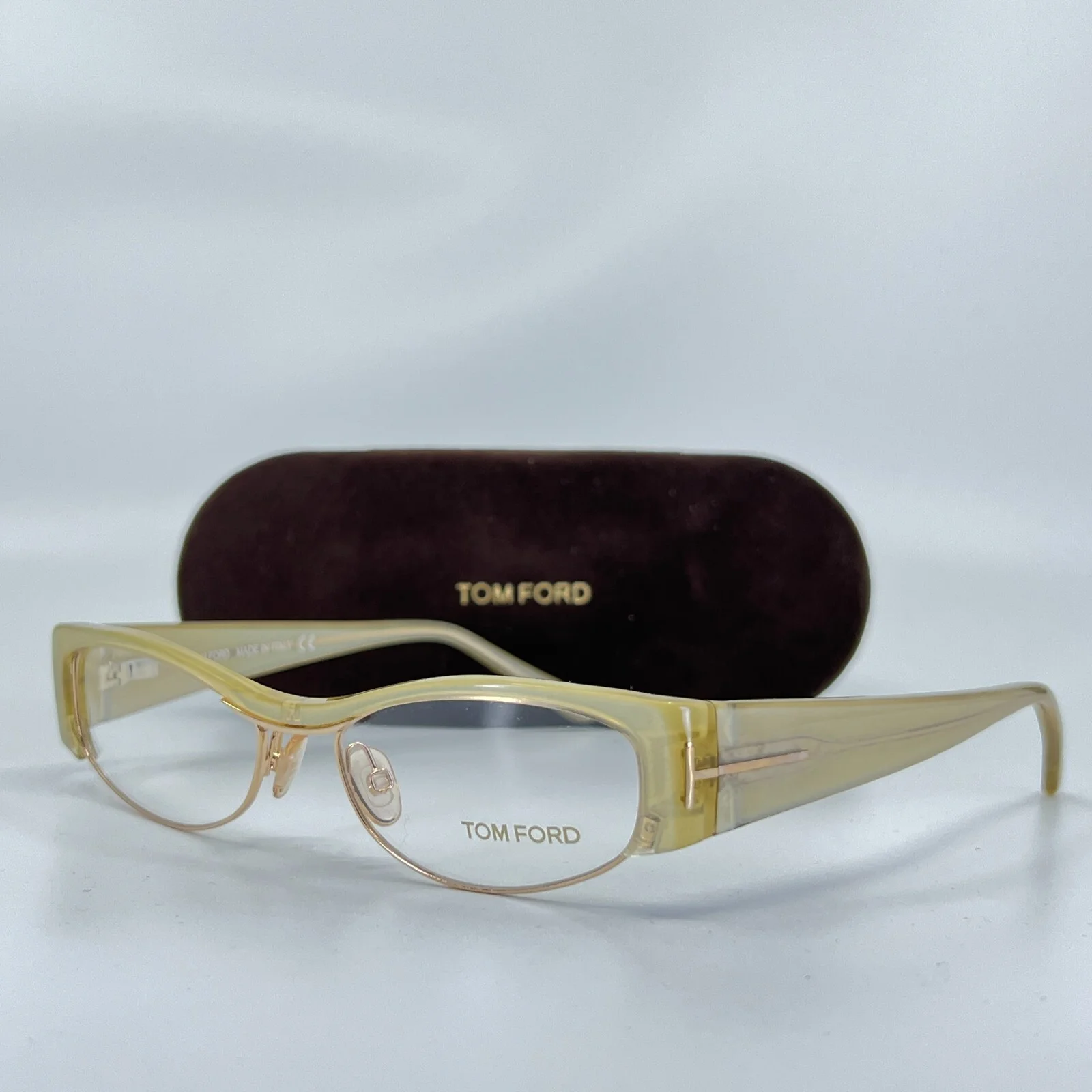 Tom Ford TF5076 467 Tan gold Oval Full Rim Plastic Eyeglasses Frame 53-16 135 mm 2