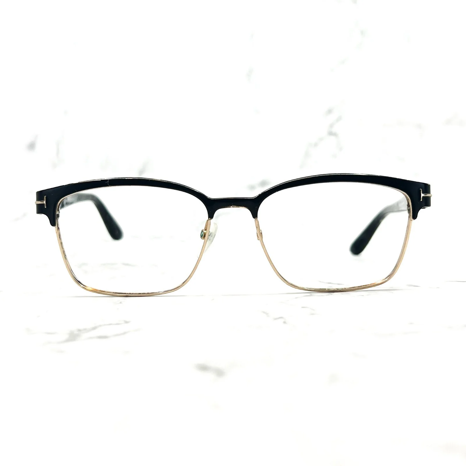Tom Ford TF5323 002 Eyeglasses Black Gold Full Rim Square Frames 54-16-140