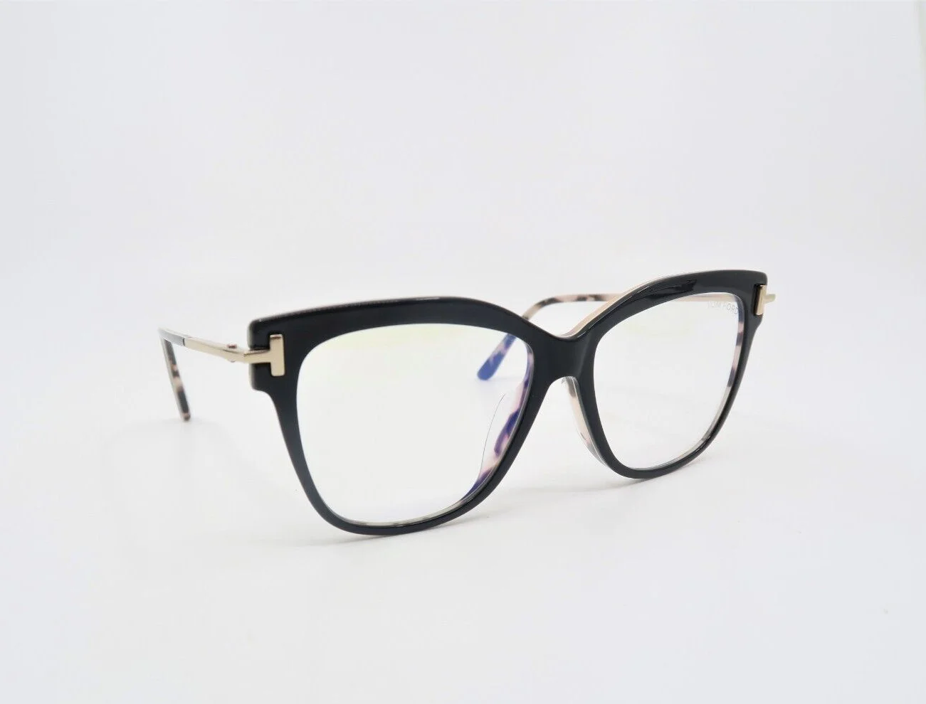 Tom Ford TF5704-F-B 005 54mm Black-Gold-Blue Light Block, New Eyeglasses. 3