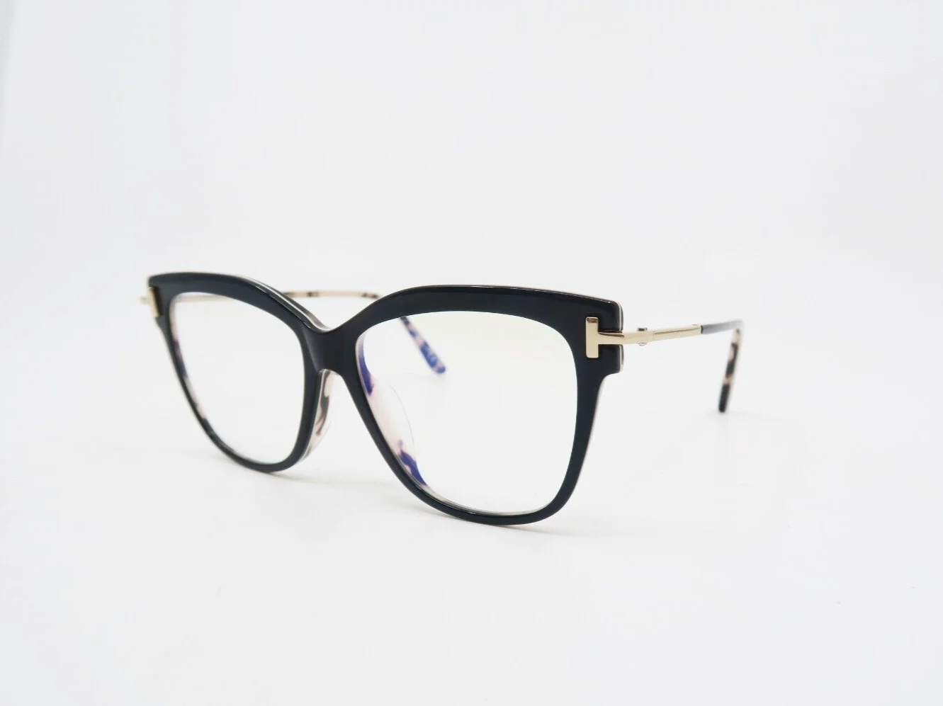 Tom Ford TF5704-F-B 005 54mm Black-Gold-Blue Light Block, New Eyeglasses. 4
