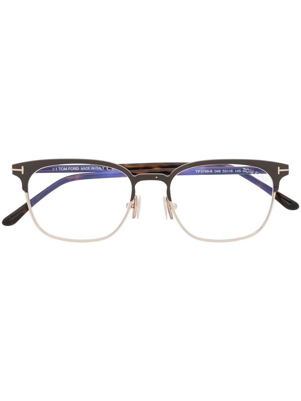 Tom Ford TF5799-B 049 Brown Clubmaster Optical Eyeglasses Frame 53-18-145