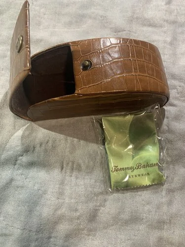 Tommy Bahama Brown Faux Alligator Leather Sunglass Eyeglass Hard Case