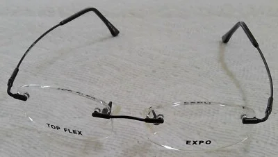 TOP FLEX - EXPO 119 Black Rimless Eyeglasses Memory Titanium - Petite Fit JAPAN