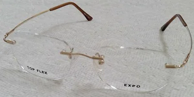 TOP FLEX - TITANIUM EXPO 112 GOLD Rimless Eyeglasses Memory Titanium - JAPAN