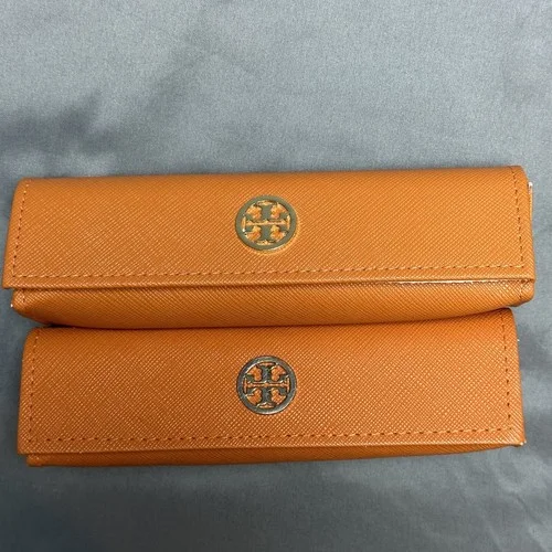 Tory Burch Eyeglass Case Lot 2 Cases Only Orange Magnetic Close Logo 2