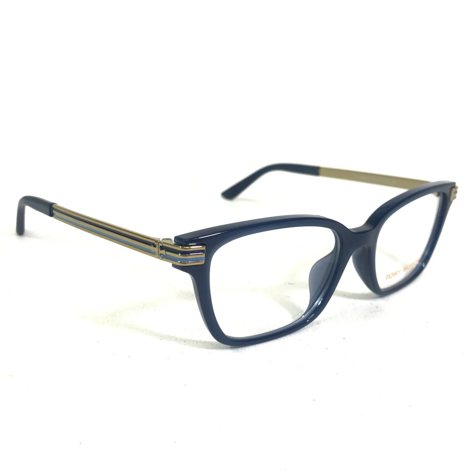 Tory Burch Eyeglasses Frames TY 4007U 1832 Blue Gold Cat Eye Asian Fit 49-16-140 3