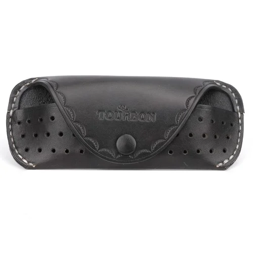 TOURBON Leather Glasses Case Slim Eyeglasses Storage Holder with Belt Loop-Black 2