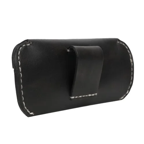 TOURBON Leather Glasses Case Slim Eyeglasses Storage Holder with Belt Loop-Black 4