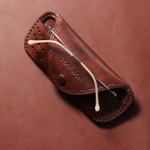 TOURBON Real Leather Eyeglasses Holder Eyewear Reading Glasses Case Belt Holster