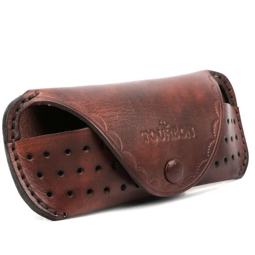 TOURBON Real Leather Eyeglasses Holder Eyewear Reading Glasses Case Belt Holster 3