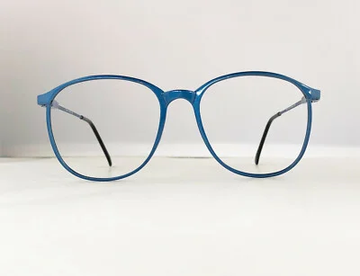 TRUE VINTAGE BELLE QUALITE ELAN SHINY BLUE EYEGLASS FRAMES NOS JAPAN 55mm CARBON 2