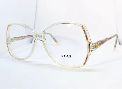 True Vintage Elan Clear w/ Red & Multi Color Light Watercolor Eyeglass Frames