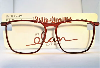 True Vintage Elan Sleek & Large Red Amber Eyeglass Frames Women 3