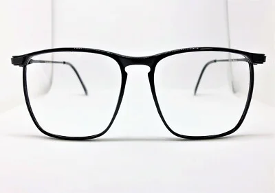 True Vintage Elan Sleek & Large Shiny Black Eyeglass Frames Men