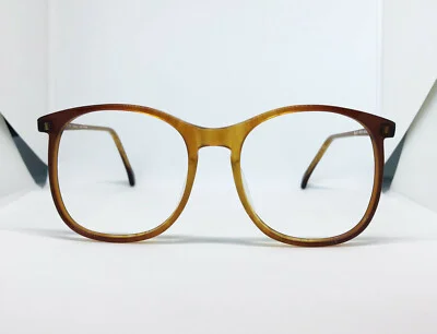 True Vintage NOS Belle-Qualite Elan Light & Dark Amber Marbled Eyeglass Frames