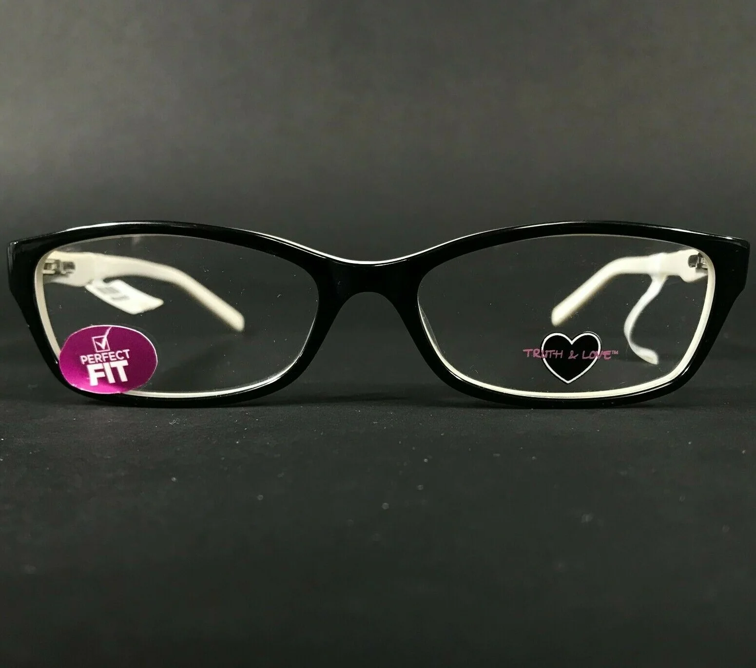 Truth & Love T&L 09 COL 90 Eyeglasses Frames Black White Rectangular 53-16-140 2