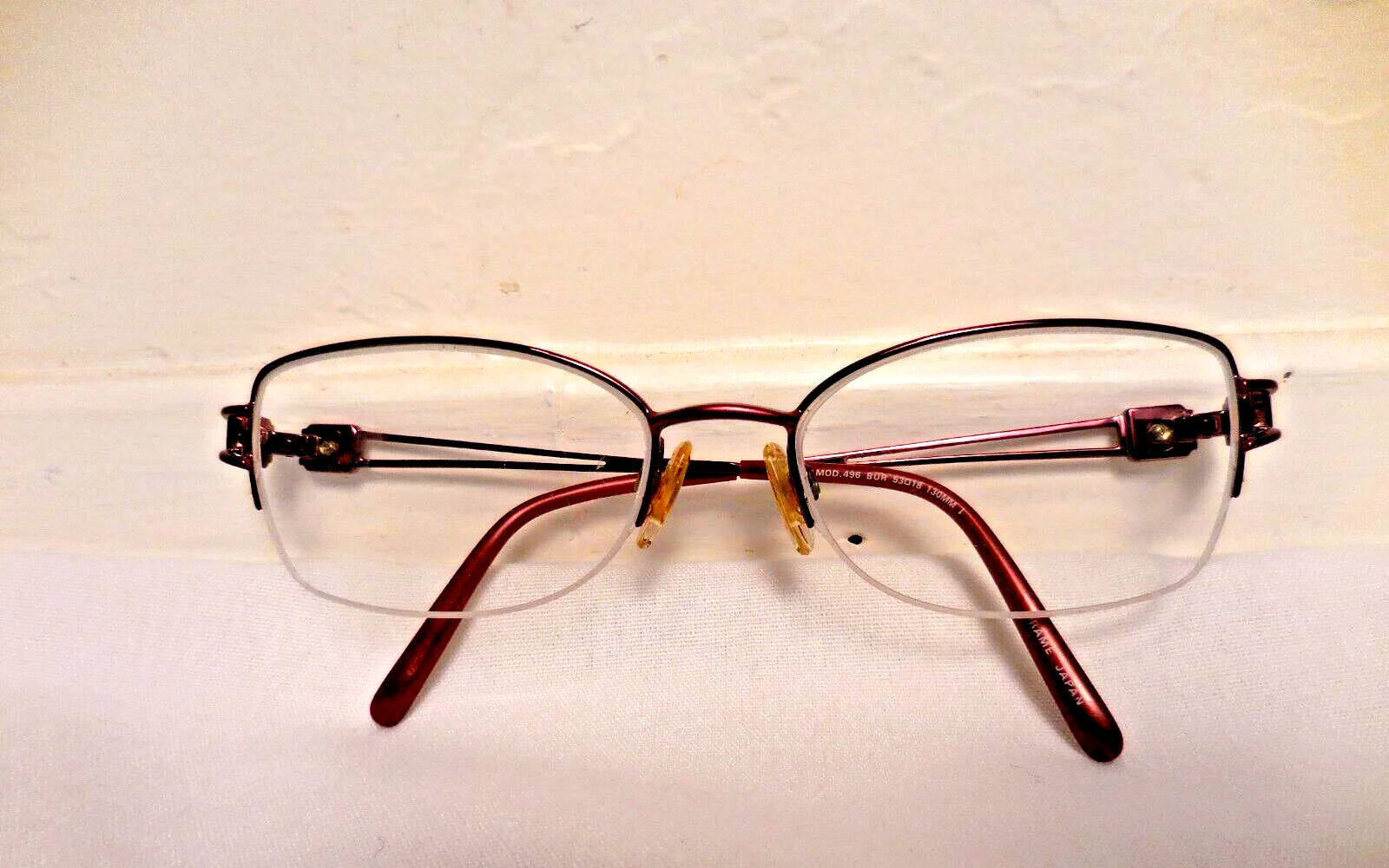 Tura Eyeglasses Frames 496 Bur 51-18-125 Pink FRAME ONLY Half Rim Crystals