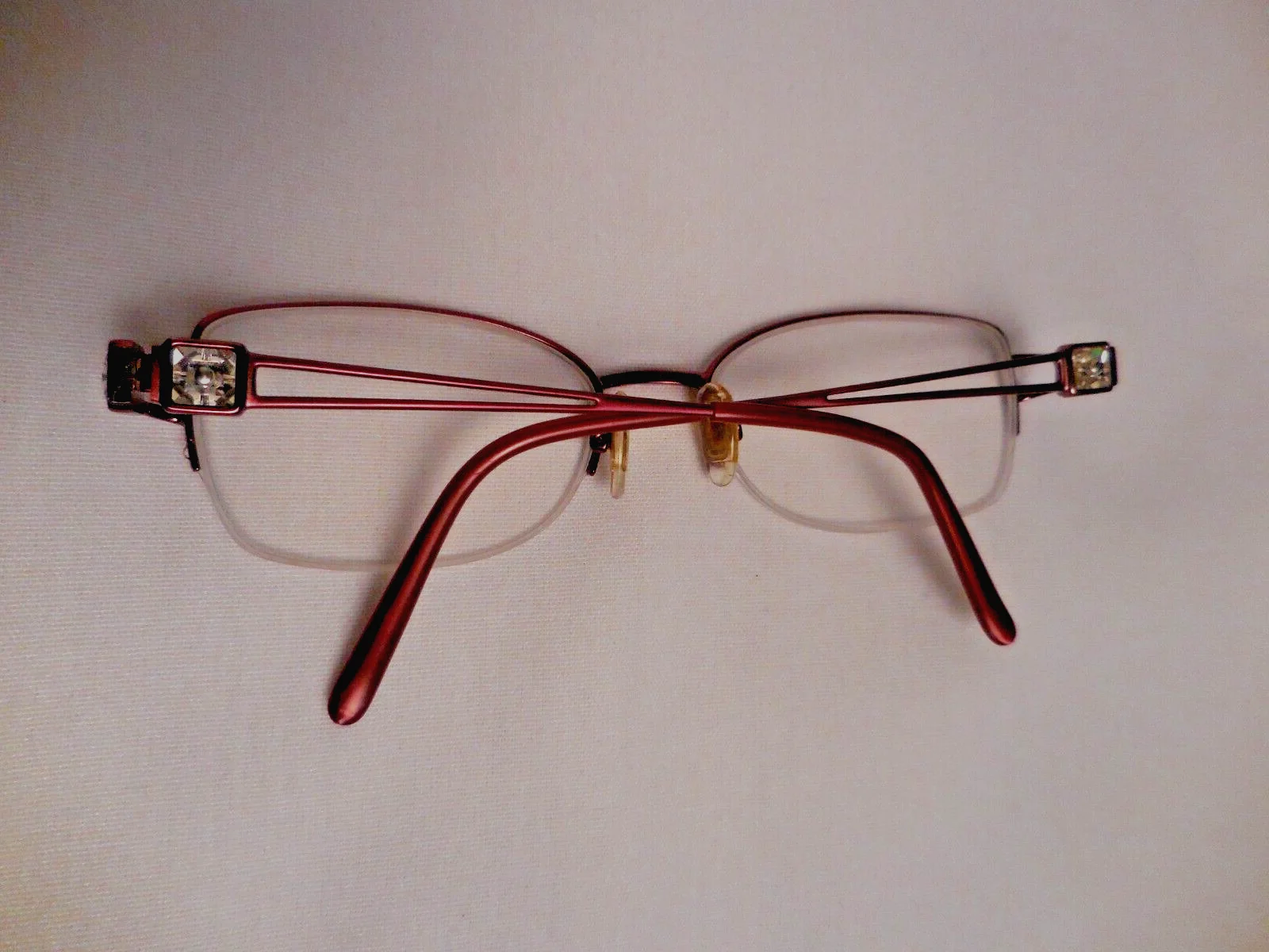 Tura Eyeglasses Frames 496 Bur 51-18-125 Pink FRAME ONLY Half Rim Crystals 2