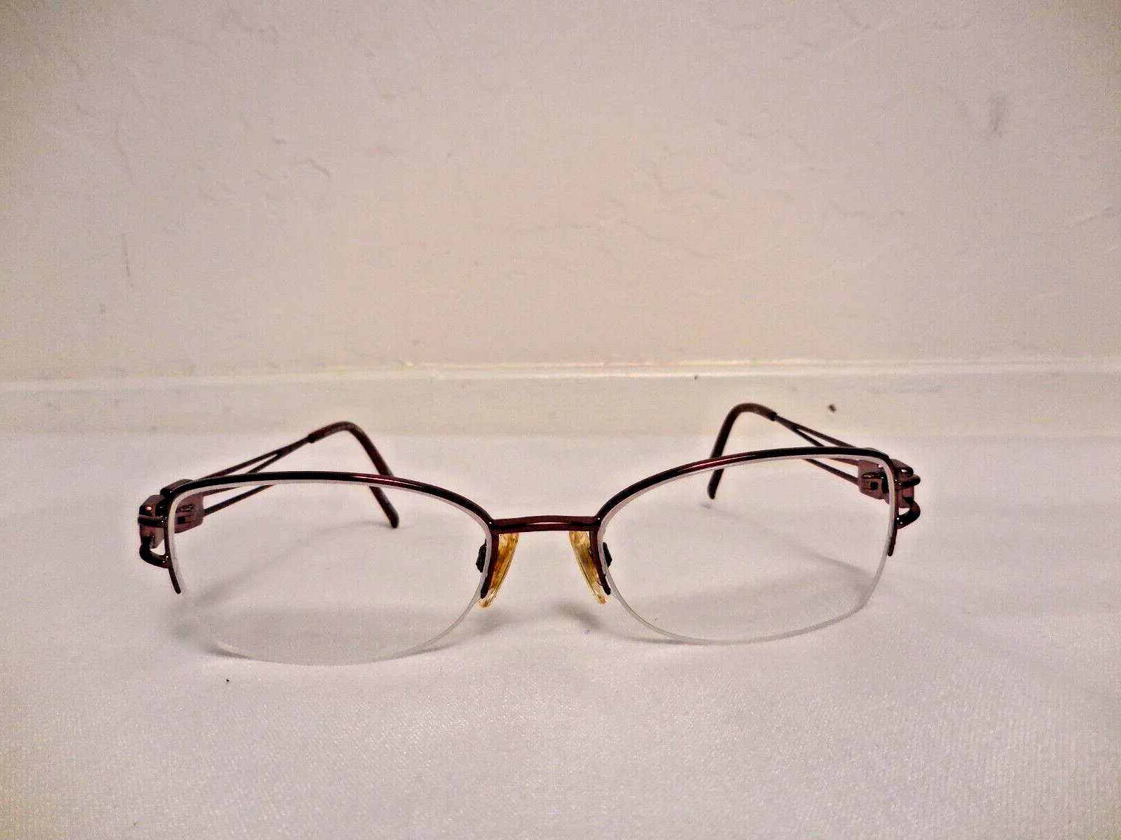Tura Eyeglasses Frames 496 Bur 51-18-125 Pink FRAME ONLY Half Rim Crystals 3