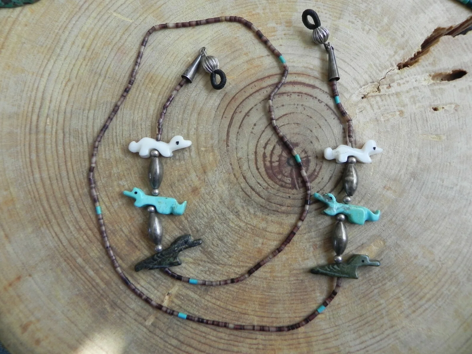Turquoise, Serpentine, Shell Animal Fetish, Sterling EYE GLASSES holder Navajo