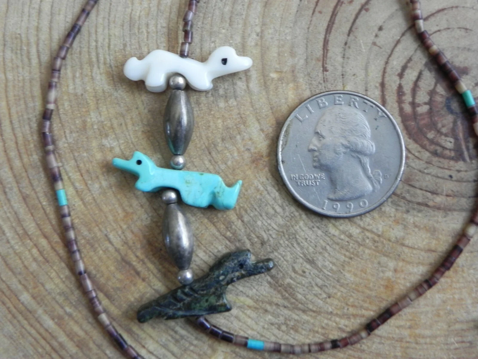 Turquoise, Serpentine, Shell Animal Fetish, Sterling EYE GLASSES holder Navajo 3