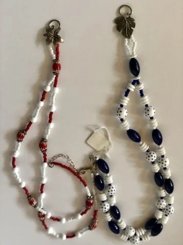 Two Handmade Lanyards Key Keepers - Eyeglass Keepers - Identification Clips