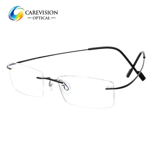 Ultra Light Flexible Rimless β-Titanium Eyeglass Frame Screwless Print word Lens 2